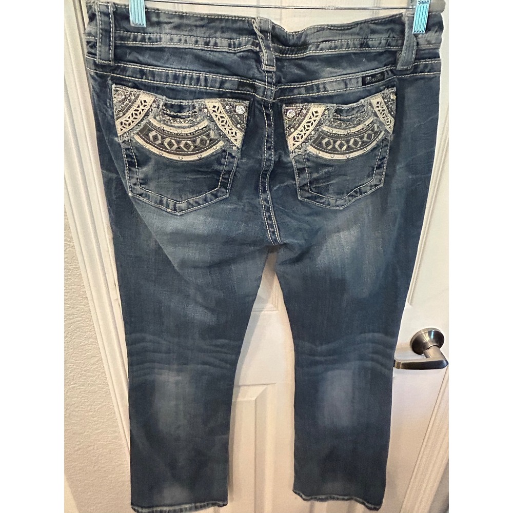 Miss Me Signature Bootcut Jeans Blue Embellished Pocket JP8804BV Y2K Western 32